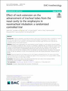 Effect of Neck Extension on the Advancement of Tracheal Tubes From the Nasal Cavity to the Oropharynx in Nasotracheal Intubation: A Randomized Controlled Trial