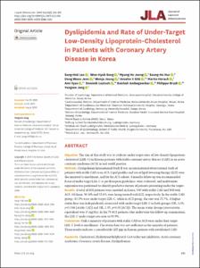 Dyslipidemia and Rate of Under-Target Low-Density Lipoprotein-Cholesterol in Patients with Coronary Artery Disease in Korea