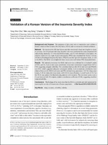 Validation of a Korean Version of the Insomnia Severity Index