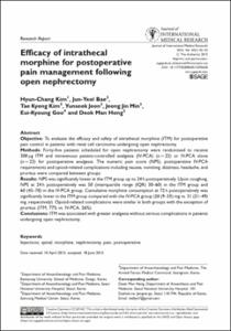 Efficacy of intrathecal morphine for postoperative pain management following open nephrectomy.