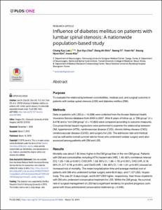 Influence of diabetes mellitus on patients with lumbar spinal stenosis: A nationwide population-based study