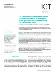 The effect of a mandatory choice system for organ donation after brain death on ethical legitimacy and potential efficacy in a mathematical model