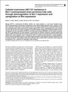 Cafestol overcomes ABT-737 resistance in Mcl-1-overexpressed renal carcinoma Caki cells through downregulation of Mcl-1 expression and upregulation of Bim expression
