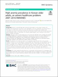 High anemia prevalence in Korean older adults, an advent healthcare problem: 2007-2016 KNHANES