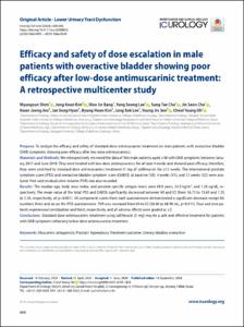 Efficacy and safety of dose escalation in male patients with overactive bladder showing poor efficacy after low-dose antimuscarinic treatment: A retrospective multicenter study
