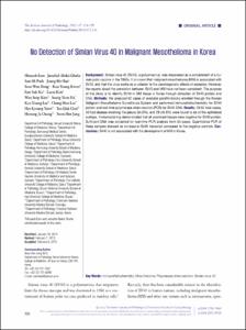 No Detection of Simian Virus 40 in Malignant Mesothelioma in Korea