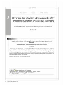 Herpes zoster infection with meningitis after prodromal symptom presented as toothache
