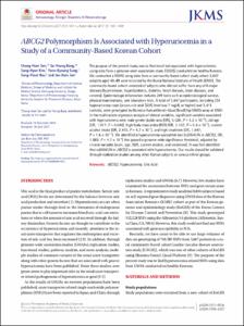 ABCG2 Polymorphism Is Associated with Hyperuricemia in a Study of a Community-Based Korean Cohort