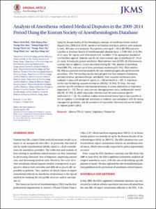 Analysis of Anesthesia-related Medical Disputes in the 2009-2014 Period Using the Korean Society of Anesthesiologists Database