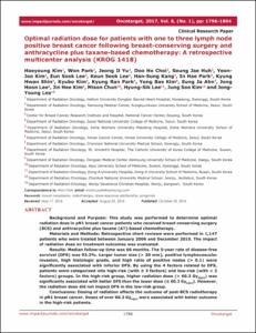 Optimal Radiation Dose for Patients with One to Three Lymph Node Positive Breast Cancer Following Breast-Conserving Surgery and Anthracycline plus Taxane-Based Chemotherapy: A Retrospective Multicenter Analysis (KROG 1418)
