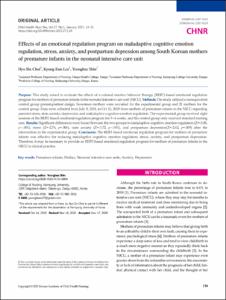 Effects of an emotional regulation program on maladaptive cognitive emotion regulation, stress, anxiety, and postpartum depression among South Korean mothers of premature infants in the neonatal intensive care unit