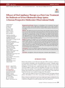 Efficacy of Oral Appliance Therapy as a First-Line Treatment for Moderate or Severe Obstructive Sleep Apnea: A Korean Prospective Multicenter Observational Study