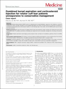 Combined bursal aspiration and corticosteroid injection for rotator cuff tear patients unresponsive to conservative management: Case report
