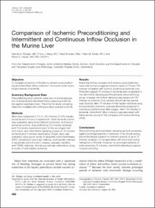 Comparison of Ischemic Preconditioning and Intermittent and Continuous Inflow Occlusion in the Murine Liver