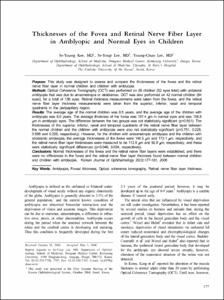 Thicknesses of the Fovea and Retinal Nerve Fiber Layer in Amblyopic and Normal Eyes in Children