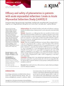 Efficacy and safety of pitavastatins in patients with acute myocardial infarction: Livalo in Acute Myocardial Infarction Study (LAMIS) II