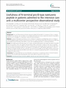 Usefulness of N-terminal pro-B-type natriuretic peptide in patients admitted to the intensive care unit: a multicenter prospective observational study