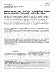 Demographic and Clinical Characteristics of Primary Frozen Shoulder in a Korean Population: A Retrospective Analysis of 1,373 Cases