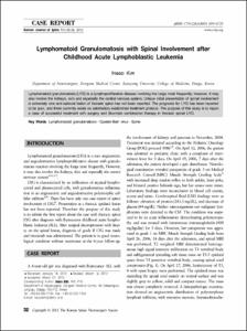 Lymphomatoid Granulomatosis with Spinal Involvement after
Childhood Acute Lymphoblastic Leukemia