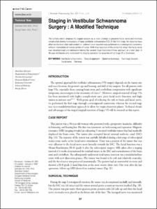 Staging in Vestibular Schwannoma Surgery: A Modified Technique
