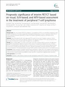 Prognostic significance of interim PET/CT based
on visual, SUV-based, and MTV-based assessment
in the treatment of peripheral T-cell lymphoma