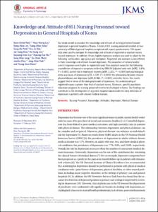 Knowledge and Attitude of 851 Nursing Personnel toward Depression in General Hospitals of Korea