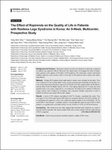 The Effect of Ropinirole on the Quality of Life in Patients with Restless Legs Syndrome in Korea: An 8-Week, Multicenter, Prospective Study
