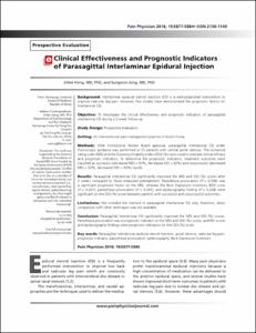 Clinical Effectiveness and Prognostic Indicators of Parasagittal Interlaminar Epidural Injection
