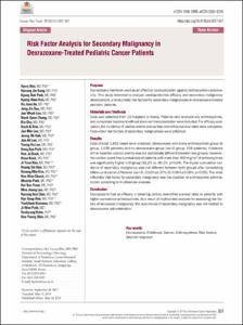 Risk Factor Analysis for Secondary Malignancy in Dexrazoxane-Treated Pediatric Cancer Patients