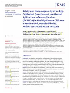 Safety and Immunogenicity of an Egg-Cultivated Quadrivalent Inactivated Split-virion Influenza Vaccine (GC3110A) in Healthy Korean Children: a Randomized, Double-blinded, Active-controlled Phase III Study