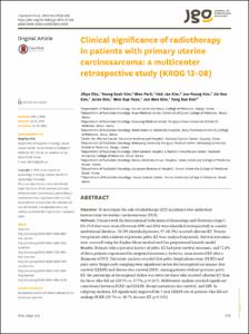 Clinical significance of radiotherapy in patients with primary uterine carcinosarcoma: a multicenter retrospective study (KROG 13-08)