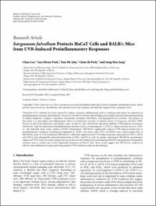 Sargassum fulvellum Protects HaCaT Cells and BALB/c Mice
from UVB-Induced Proinflammatory Responses