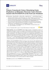 Primary Granulocyte Colony-Stimulating Factor Prophylaxis in Metastatic Pancreatic Cancer Patients Treated with FOLFIRINOX as the First-Line Treatment