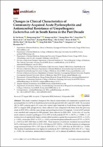 Changes in Clinical Characteristics of Community-Acquired Acute Pyelonephritis and Antimicrobial Resistance of Uropathogenic Escherichia coli in South Korea in the Past Decade
