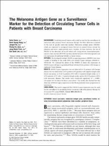 The Melanoma Antigen Gene as a SurveillanceMarker for the Detection of Circulating Tumor Cells inPatients with Breast Carcinoma