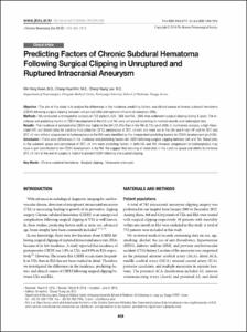 Predicting Factors of Chronic Subdural Hematoma Following Surgical Clipping in Unruptured and Ruptured Intracranial Aneurysm