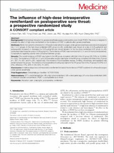 The influence of high-dose intraoperative remifentanil on postoperative sore throat: a prospective randomized study