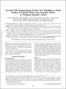 Cerebral Microhemorrhages Predict New Disabling or Fatal Strokes in Patients With Acute Ischemic Stroke or Transient Ischemic Attack