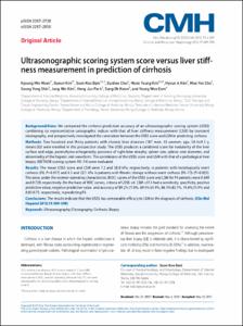 Ultrasonographic scoring system score versus liver stiffness measurement in prediction of cirrhosis