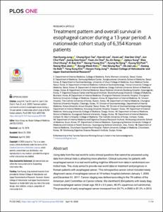 Treatment pattern and overall survival in esophageal cancer during a 13-year period: A nationwide cohort study of 6,354 Korean patients
