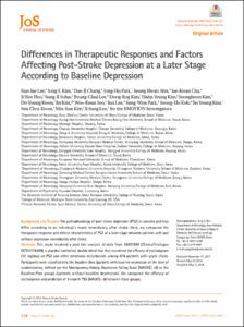 Differences in Therapeutic Responses and Factors Affecting Post-Stroke Depression at a Later Stage According to Baseline Depression