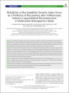Reliability of the Instability Severity Index Score as a Predictor of Recurrence After Arthroscopic Anterior Capsulolabral Reconstruction: A Multicenter Retrospective Study