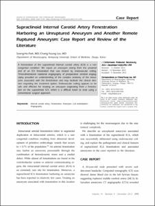 Supraclinoid internal carotid artery fenestration harboring an unruptured aneurysm and another remote ruptured aneurysm : case report and review of the literature