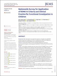 Nationwide Survey for Application  of ROME IV Criteria and Clinical  Practice for Functional Constipation in  Children