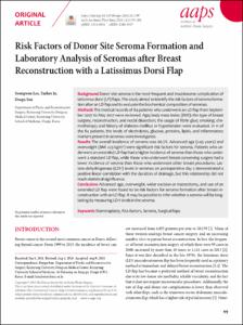 Risk Factors of Donor Site Seroma Formation and Laboratory Analysis of Seromas after Breast Reconstruction with a Latissimus Dorsi Flap