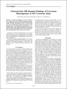 Characteristic MR Imaging Findings of Cavernous Hemangiomas in the Cavernous Sinus