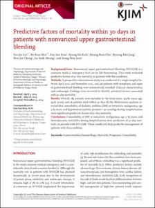 Predictive factors of mortality within 30 days in patients with nonvariceal upper gastrointestinal bleeding