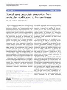 Special issue on protein acetylation: from molecular modification to human disease