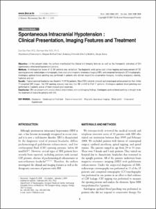 Spontaneous Intracranial Hypotension : Clinical Presentation, Imaging Features and Treatment