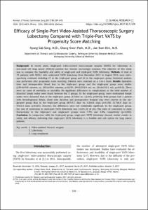 Efficacy of Single-Port Video-Assisted Thoracoscopic Surgery Lobectomy Compared with Triple-Port VATS by Propensity Score Matching